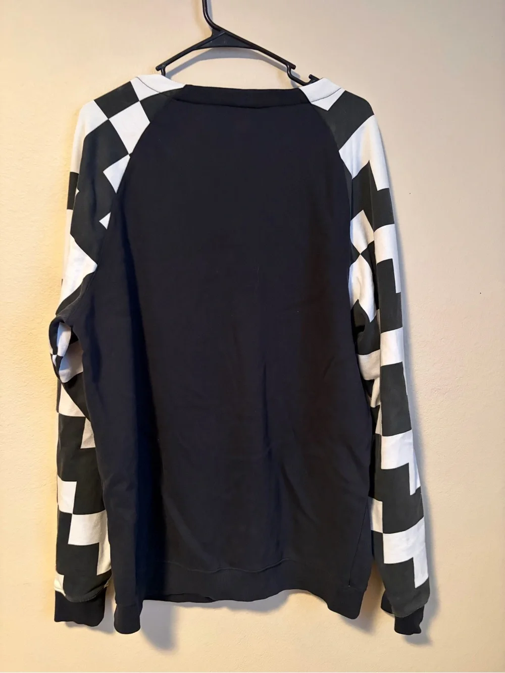 Vintage Scene Kid Robot Black Cardigan with Black & White Check Kidrobot Large
